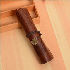 Vintage Retro Treasure Map Pencil Cases Luxury Roll Leather PU Pen Bag Pouch For Stationery School Supplies Make Up Cosmetic Bag