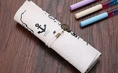 Vintage Retro Treasure Map Pencil Cases Luxury Roll Leather PU Pen Bag Pouch For Stationery School Supplies Make Up Cosmetic Bag
