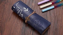Vintage Retro Treasure Map Pencil Cases Luxury Roll Leather PU Pen Bag Pouch For Stationery School Supplies Make Up Cosmetic Bag