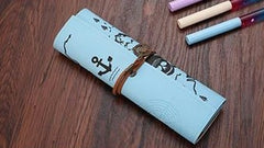 Vintage Retro Treasure Map Pencil Cases Luxury Roll Leather PU Pen Bag Pouch For Stationery School Supplies Make Up Cosmetic Bag